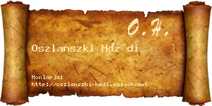 Oszlanszki Hédi névjegykártya